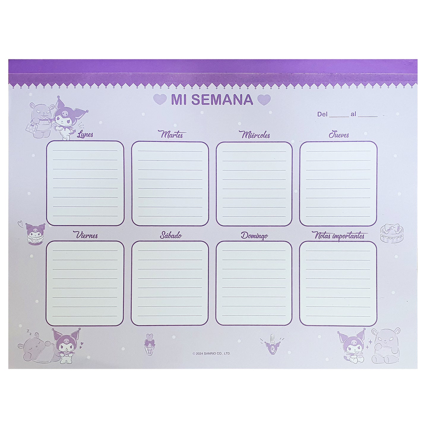 SANRIO PLANNER SEMANAL KAWAII KUROMI - MULTICOLOR