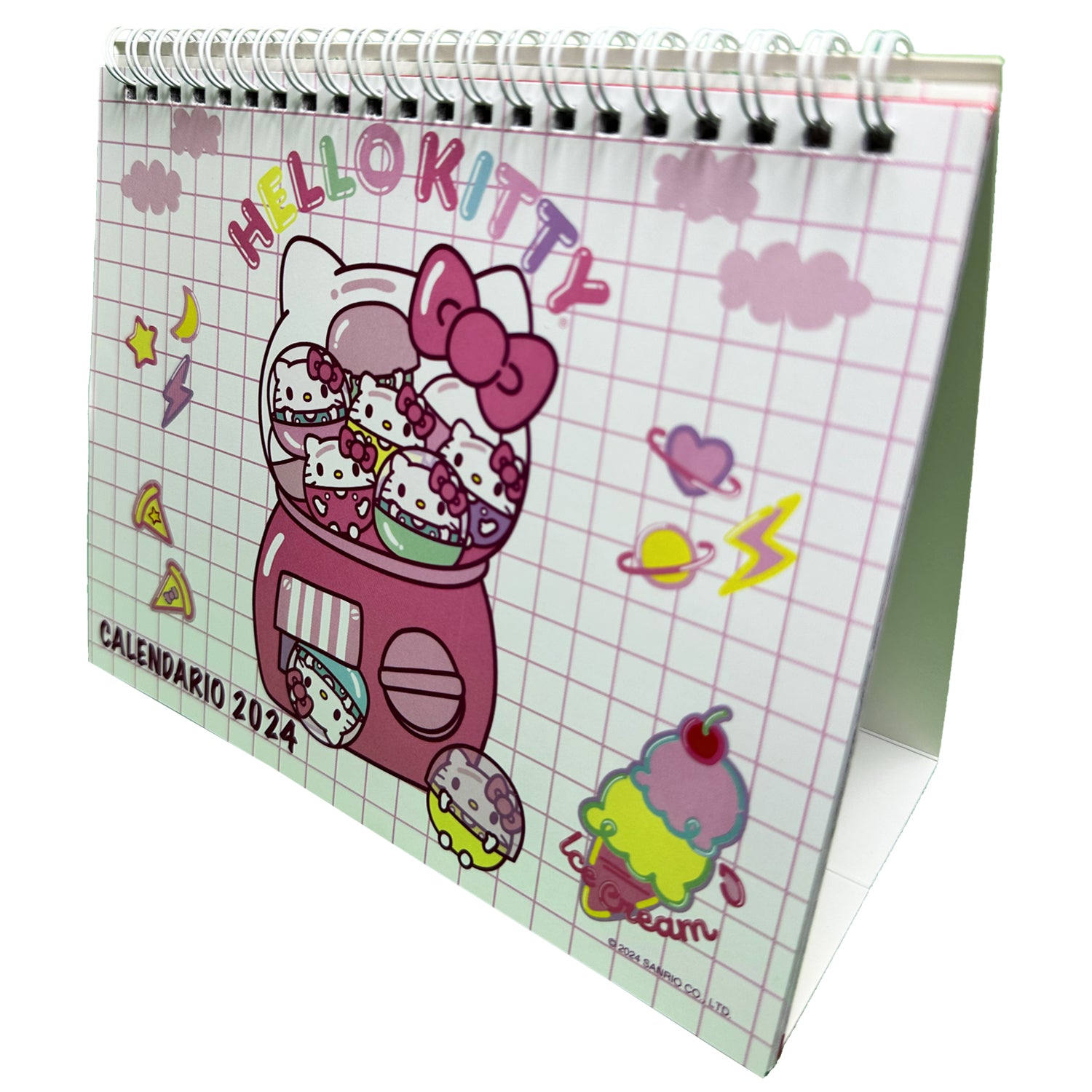 Calendário De Mesa Sanrio 2024 Anime Em Pé Flip Semanal Bloco De