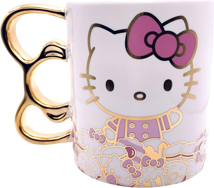 SANRIO TAZA MUG CERAMICO HELLO KITTY CAFE - GOLD