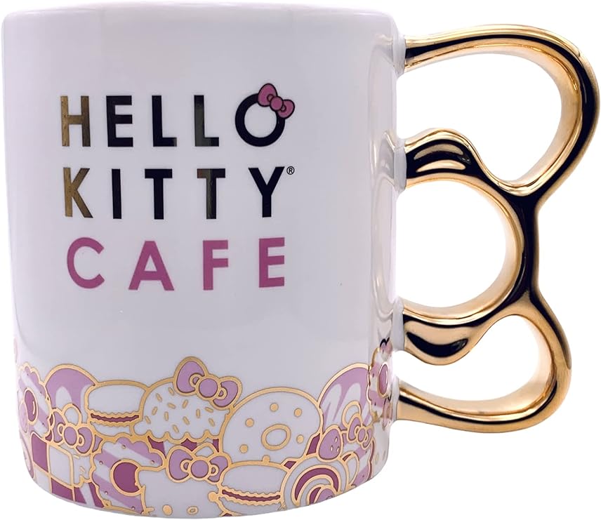SANRIO TAZA MUG CERAMICO HELLO KITTY CAFE - GOLD