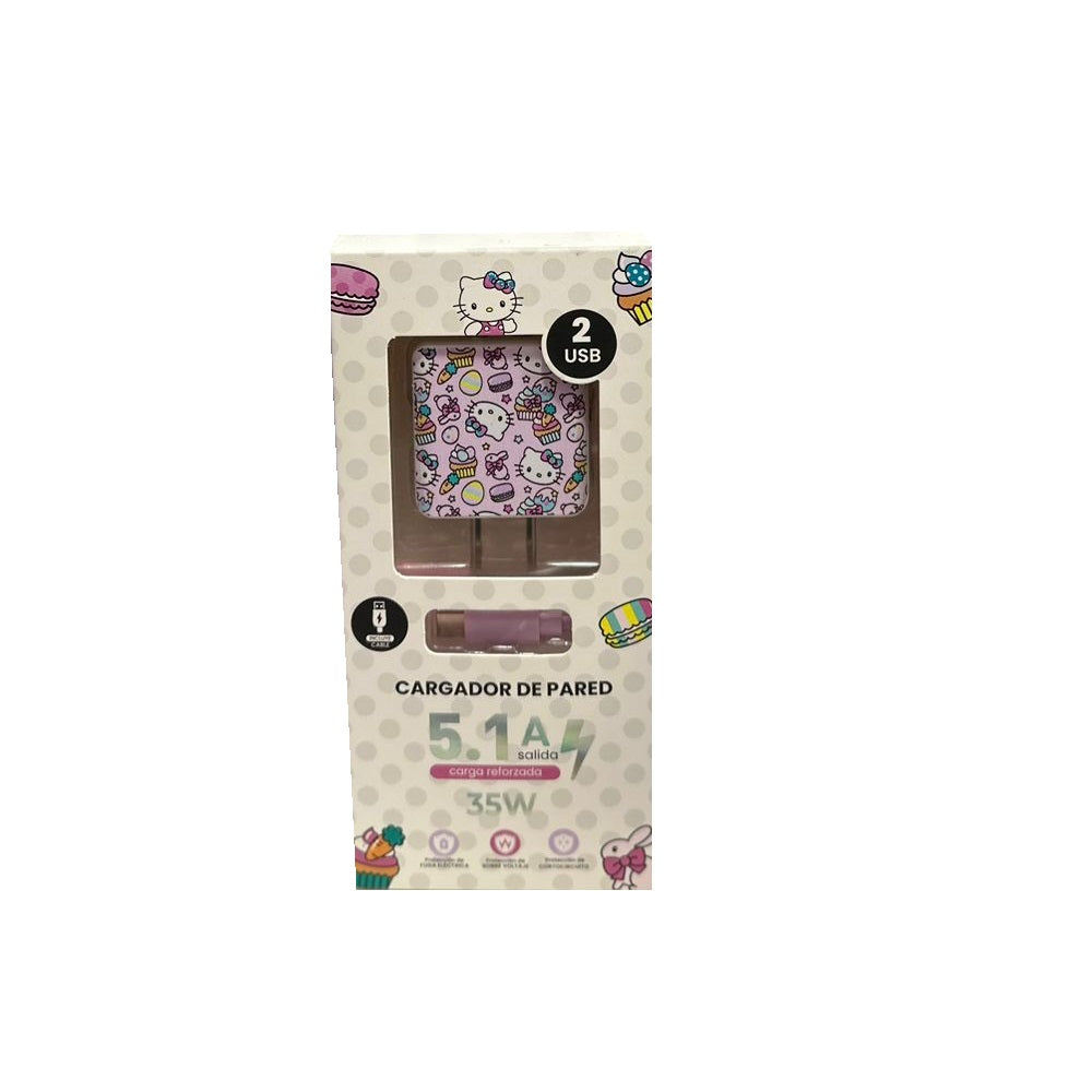 SANRIO CARGADOR DE PARED TIPO"C" 5.1A CON 2 USB - LILA