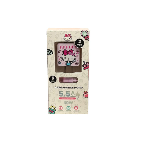 SANRIO CARGADOR DE PARED TIPO"C" 5.5A CON 2 USB - ROSADO