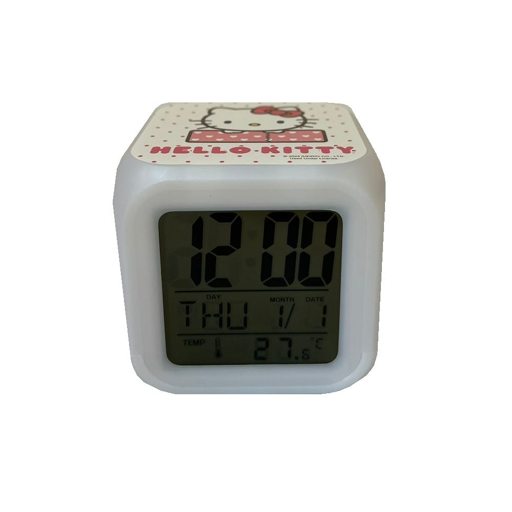 SANRIO RELOJ DESPERTADOR EN CUBO CON LUCES HELLO KITTY - ROSADO