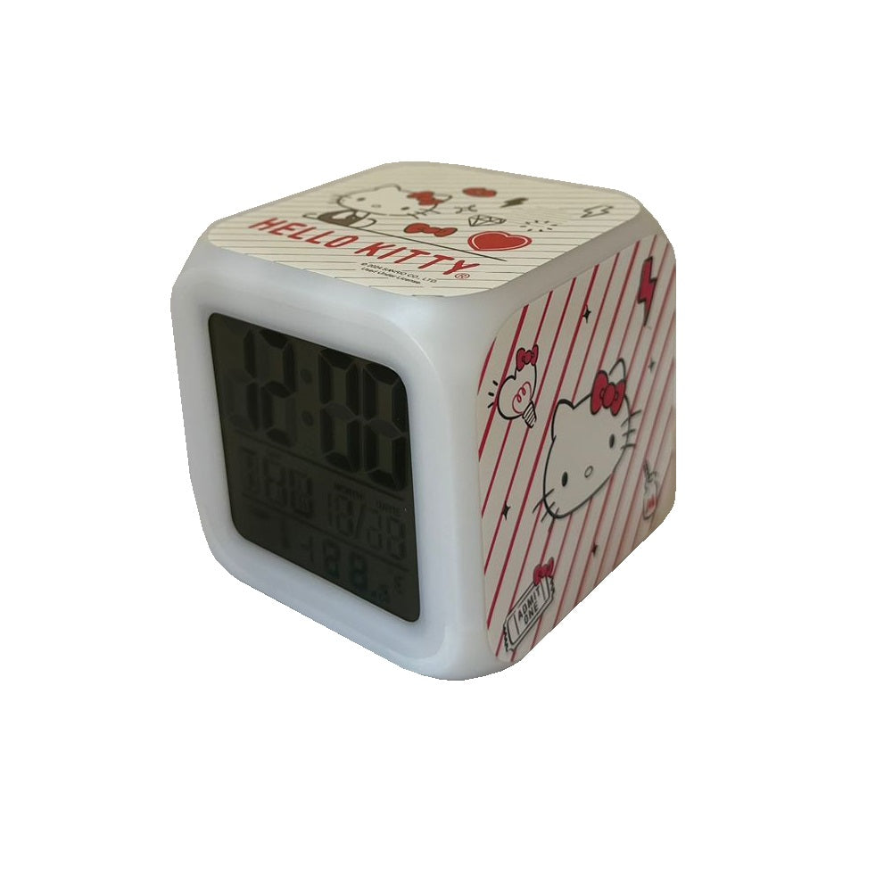 SANRIO RELOJ DESPERTADOR EN CUBO CON LUCES HELLO KITTTY LIFES STYLE - BLANCO