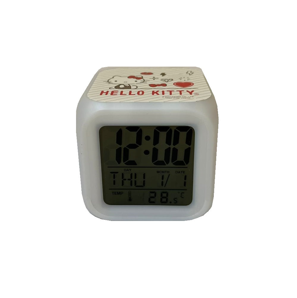 SANRIO RELOJ DESPERTADOR EN CUBO CON LUCES HELLO KITTTY LIFES STYLE - BLANCO