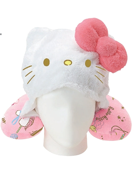 SANRIO ALMOHADA DE CUELLO CON CAPUCHA PINK FAIRY TALE HELLO KITTY - ROSADO