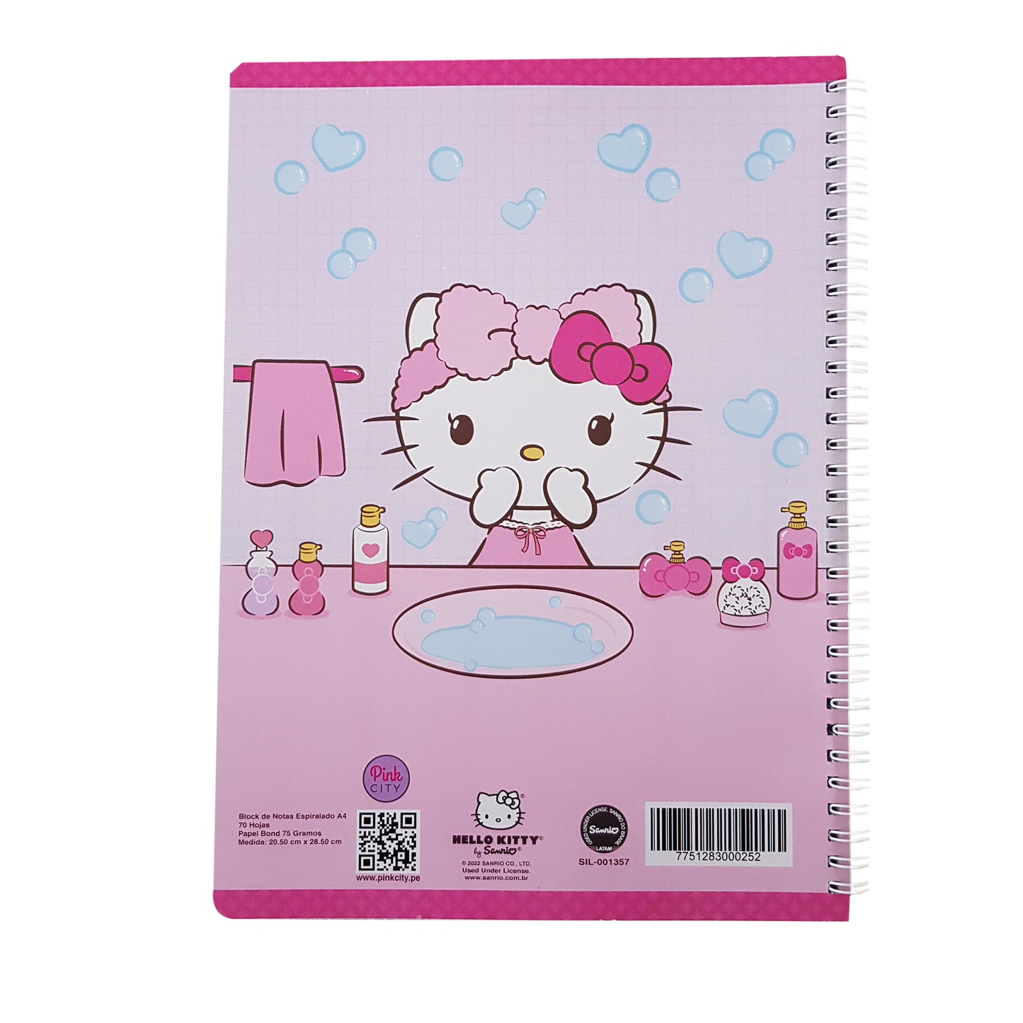 SANRIO BLOCK DE NOTAS A4 70H RAYADO SKIN CARE HELLO KITTY - MULTICOLOR