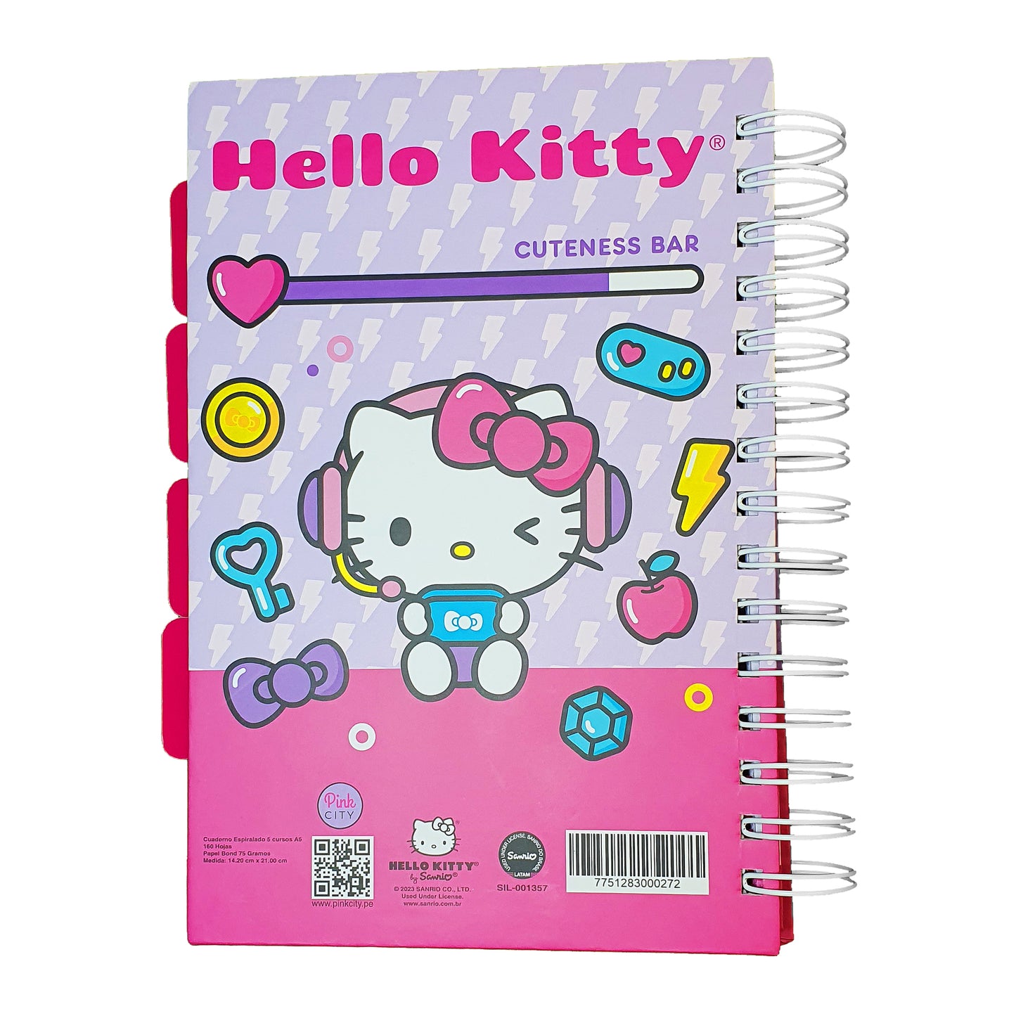 SANRIO CUADERNO A5 160H CUADRICULADO GIRL GAMER HELLO KITTY - MULTICOLOR