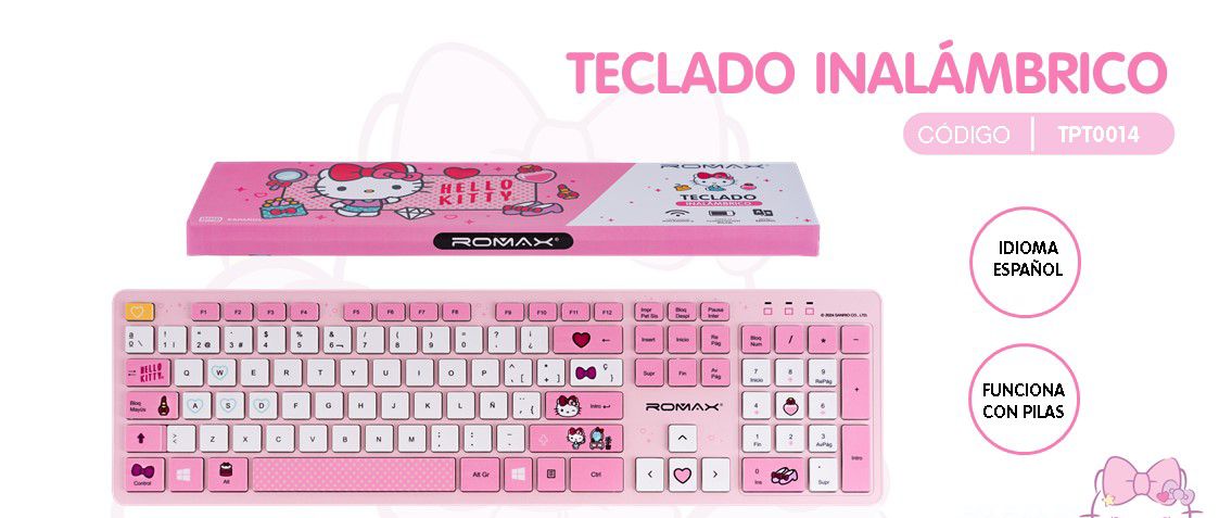 SANRIO  TECLADO INALAMBRICO HELLO KITTY - ROSADO